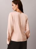 Roz Bluza Asimetrica Din Satin Cu Maneca Lunga  Femei