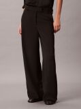 Black Wide Leg Twill Trousers  Women