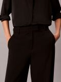Black Wide Leg Twill Trousers  Women