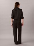 Black Wide Leg Twill Trousers  Women