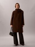 Brown Wool Blend Scarf Coat  Women