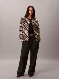 White Plaid Check Wool Blend Jacket  Women