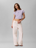 Mov Tricou Slim Cropped Cu Monograma  Femei