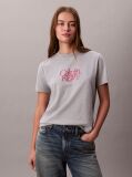 Gri Tricou Slim Cu Imprimeu Grafic Si Logo Script  Femei