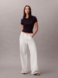 Mov Tricou Slim Din Waffle Cu Maneca Scurta Si Aplicatie Monogram  Femei
