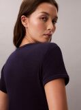 Mov Tricou Slim Din Waffle Cu Maneca Scurta Si Aplicatie Monogram  Femei