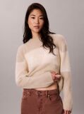 White Alpaca Wool Blend Stripe Logo Jumper  Women