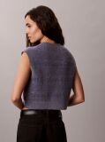 Blue Wool Blend Textured Logo Sweater Vest  Women
