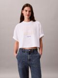 White Bold Logo Boxy Cropped T-Shirt  Women