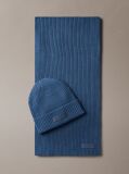 Blue Cotton Scarf and Beanie Gift Set  Men