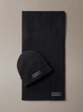 Black Cotton Scarf and Beanie Gift Set  Men