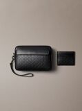 Black Allover Emblem Logo Card Holder and Pouch  Men