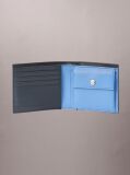 Albastru Portofel Pliabil Din Piele Nappa Cu Protectie RFID  Barbati