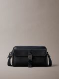Negru Geanta Crossbody Structurata Din Piele Saffiano Cu Emblema  Barbati