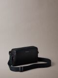 Negru Geanta Crossbody Structurata Din Piele Saffiano Cu Emblema  Barbati