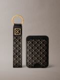 Negru Breloc Cu Logo Monogram Si Portcard  Femei