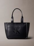 Black Embossed Monogram Logo Tote Bag  Women