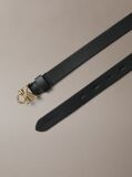 Negru Curea Din Piele Micropebble Cu Monograma Si Catarama  Femei
