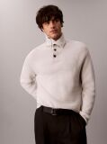 White Wool Cotton Button Collar Jumper  Men