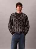Gri Pulover Din Amestec De Lana Cu Logo Jacquard  Barbati
