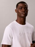 Alb Tricou Din Tricot Interlock Cu Finisaj Matasos Si Logo Brodat  Barbati