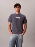 Blue Logo Graphic Washed Crew Neck T-Shirt  Men