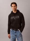 Negru Hanorac Din Bumbac Fleece Cu Logo Varsity  Barbati