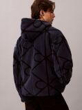 Albastru Hanorac Din Fleece Sherpa Cu Fermoar Si Emblema  Barbati