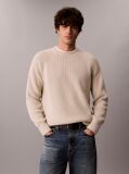 Beige Wool Blend Ribbed Jumper  Men