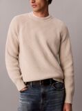 Beige Wool Blend Ribbed Jumper  Men