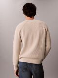 Beige Wool Blend Ribbed Jumper  Men