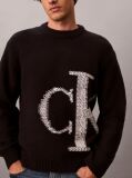 Black Pure Wool Monogram Jumper  Men