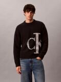 Black Pure Wool Monogram Jumper  Men
