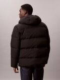 Negru Geaca Puffer Iridescenta Cu Umplutura De Puf Si Gluga  Barbati