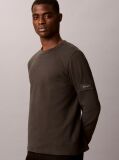 Negru Tricou Cu Maneca Lunga Din Tricot Waffle Cu Monologo  Barbati
