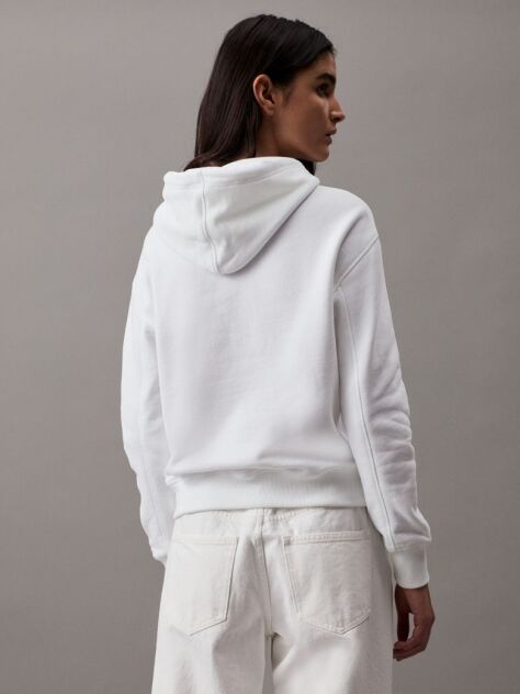 Alb Hanorac Fleece Din Amestec De Bumbac  Femei