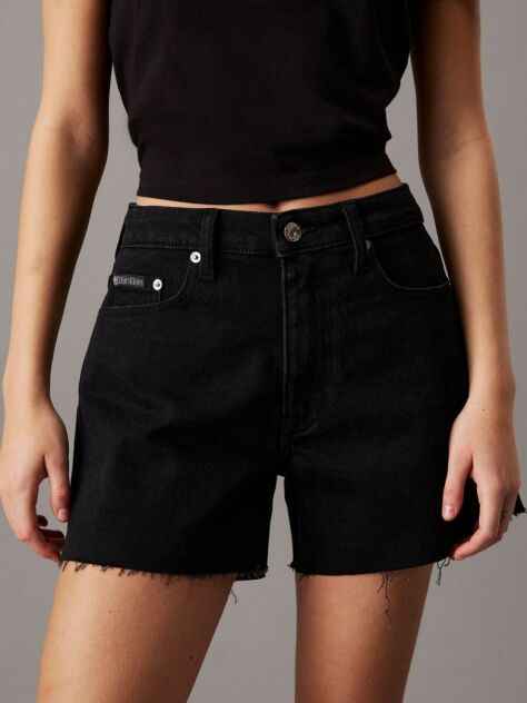 Negru Pantaloni Scurti Denim Stil Mom  Femei