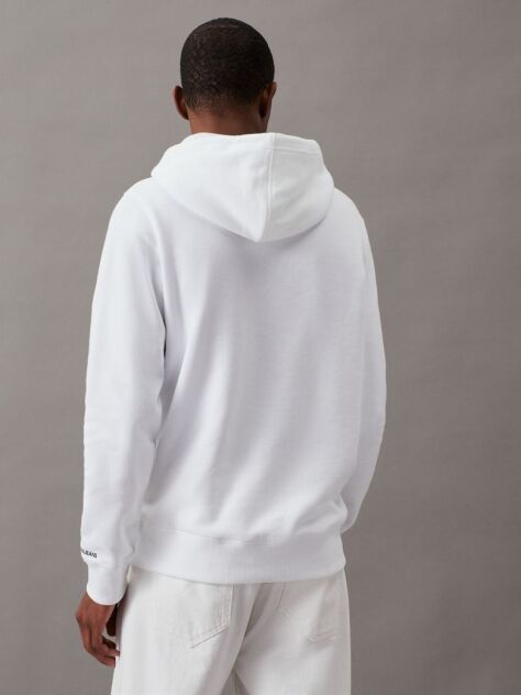 White Cotton Blend Fleece Hoodie  Men