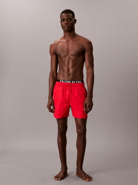 Rosu Pantaloni Scurti De Baie Cu Elastic Dublu La Talie - Intense Power  Barbati