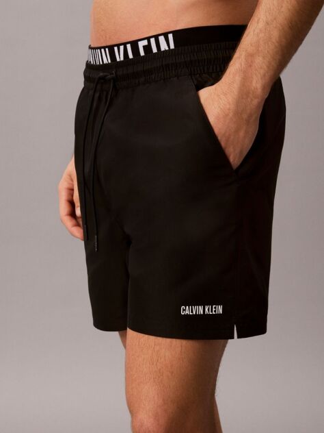 Negru Pantaloni Scurti De Baie Cu Elastic Dublu La Talie - Intense Power  Barbati