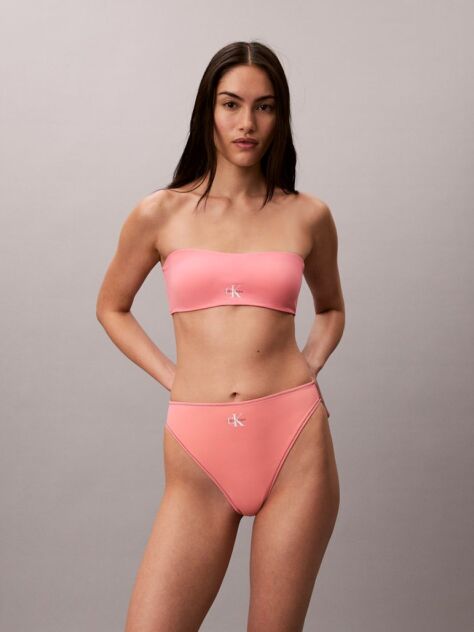 Roz Slip De Baie Cu Talie Inalta - CK Monogram  Femei