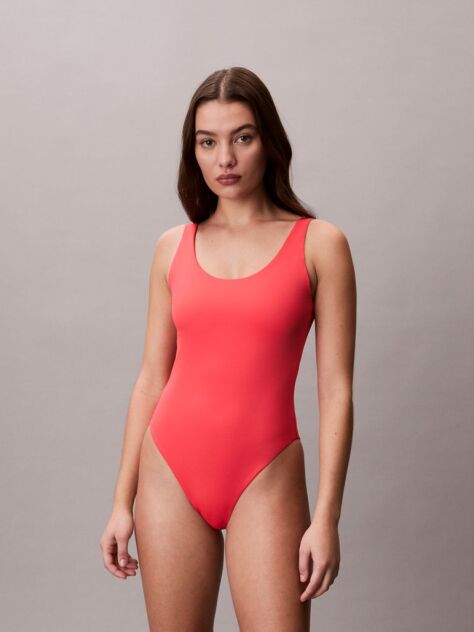 Roz Costum De Baie Cu Spate Decupat - CK Icon  Femei