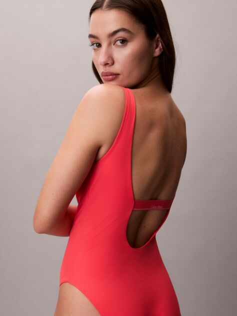 Roz Costum De Baie Cu Spate Decupat - CK Icon  Femei
