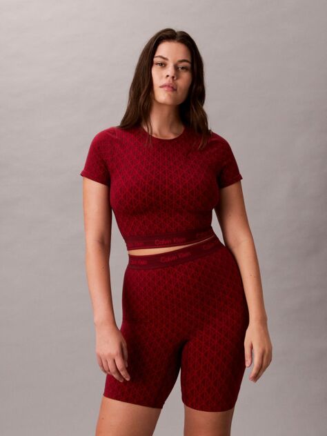 Rosu Top Cu Maneca Scurta - Shapewear Cu Logo Icon  Femei