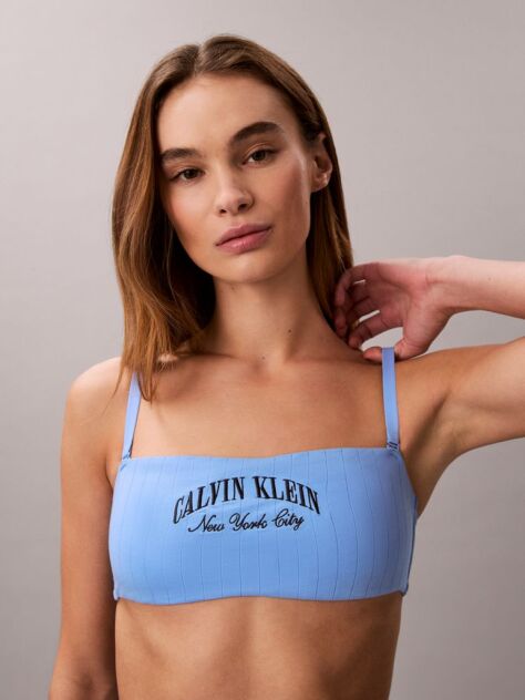 Albastru Bralette Tip Bandeau - Heritage Classic Cotton  Femei