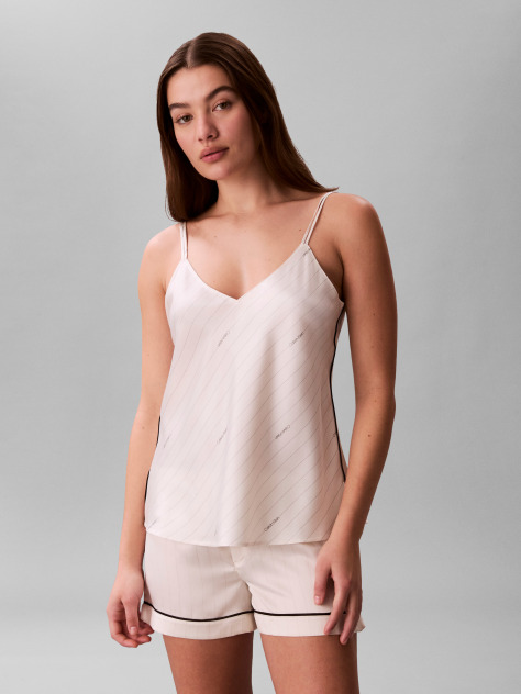 Alb Top De Pijama Tip Camisola Din Satin  Femei