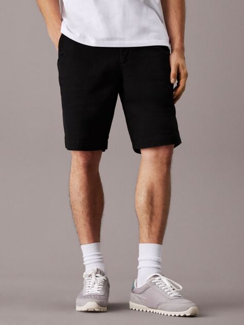 Negru Pantaloni Scurti Chino Din Tesatura Moale  Barbati