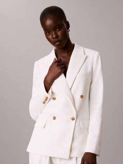 White Crepe Double Breasted Blazer  Women