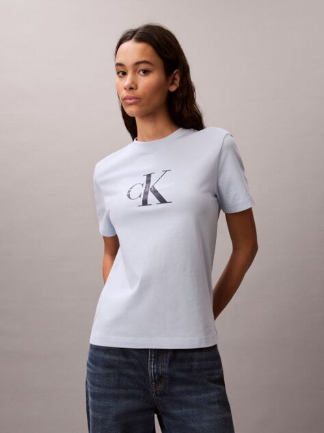 Albastru Tricou Cu Logo Monograma  Femei