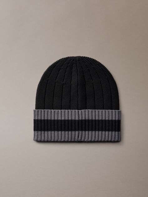 Black Monogram Patch Tipped Cuff Beanie  Men